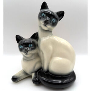 Royal Copley Siamese Cats Planter Two Kittens Basket Ceramic Vintage Vase MCM